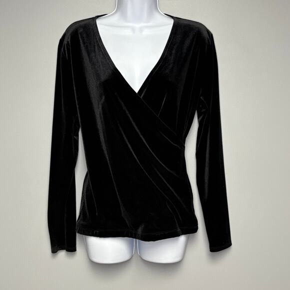 J. Crew Tops - J. Crew Mercantile Black Velvet 90s Y2K Whimsigoth Witchy Wrap Top Womens Sz L